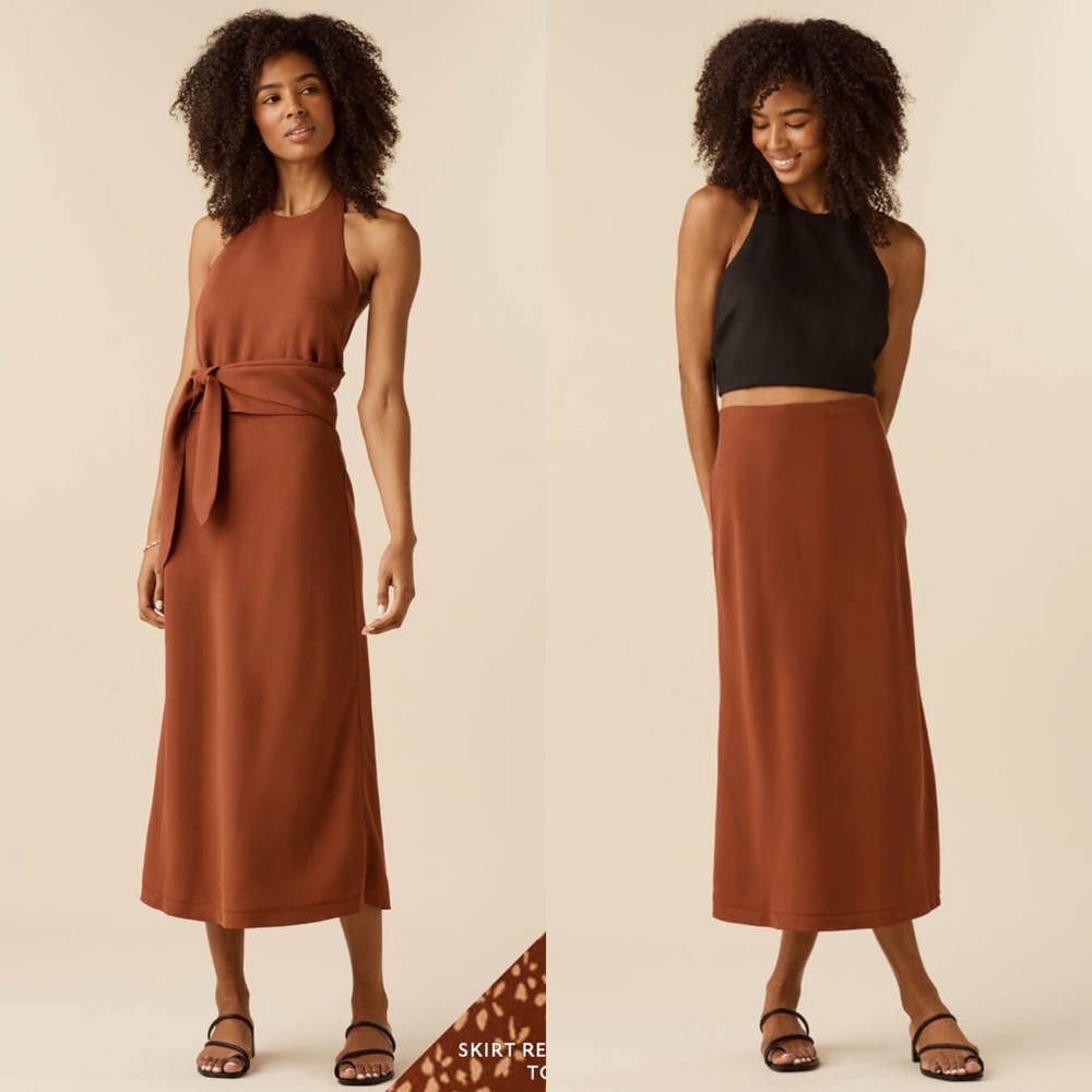 VETTA Rust Floral Midi Skirt - Picture 3 of 7